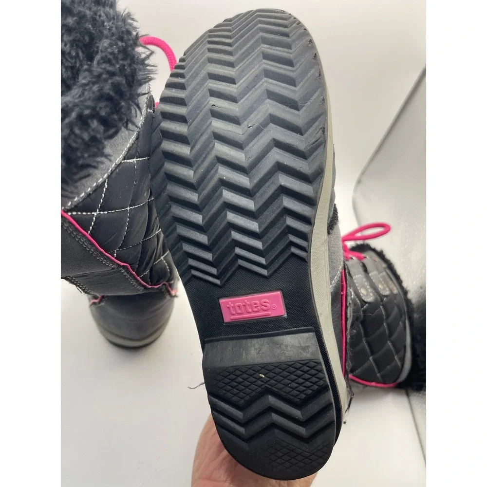 Totes Sabrina Youth Girls Med Black/Pink Winter Boots Size 3‎ Medium RN#120713